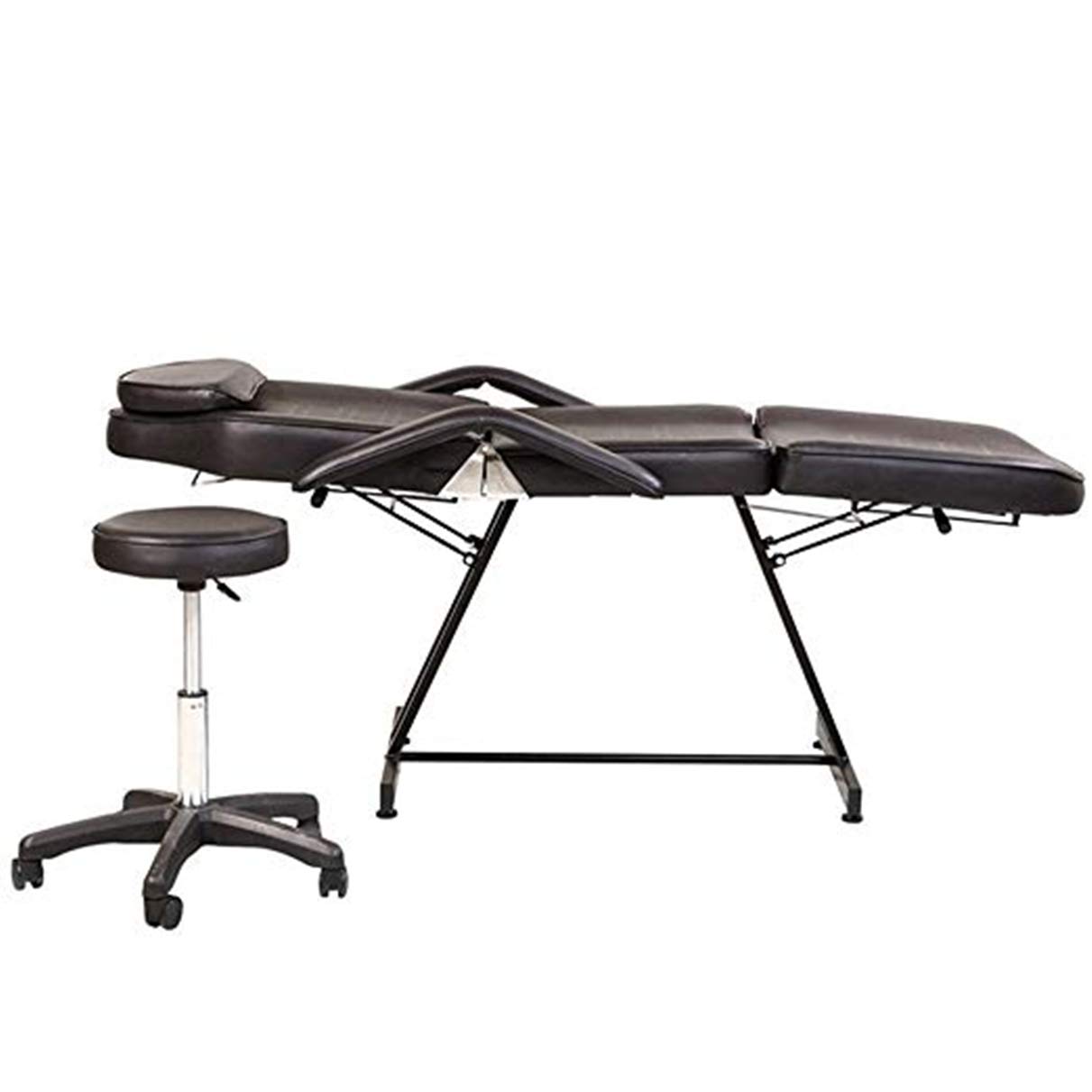 Professional Black Salon Massage Facial Bed with Adjustable Stool - Perfect for Spa, Beauty Clinics & Home Relaxation