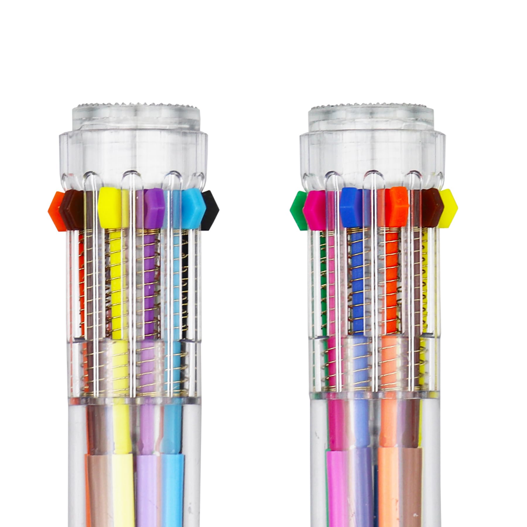 HeTaoCat 10-in-1 Multicolor Retractable Ballpoint Pens - 0.5mm Fine Point, 10 Vibrant Colors, Transparent Barrel for Smooth Writing | Perfect for Office, School, Note Taking, Journaling & Art Projects