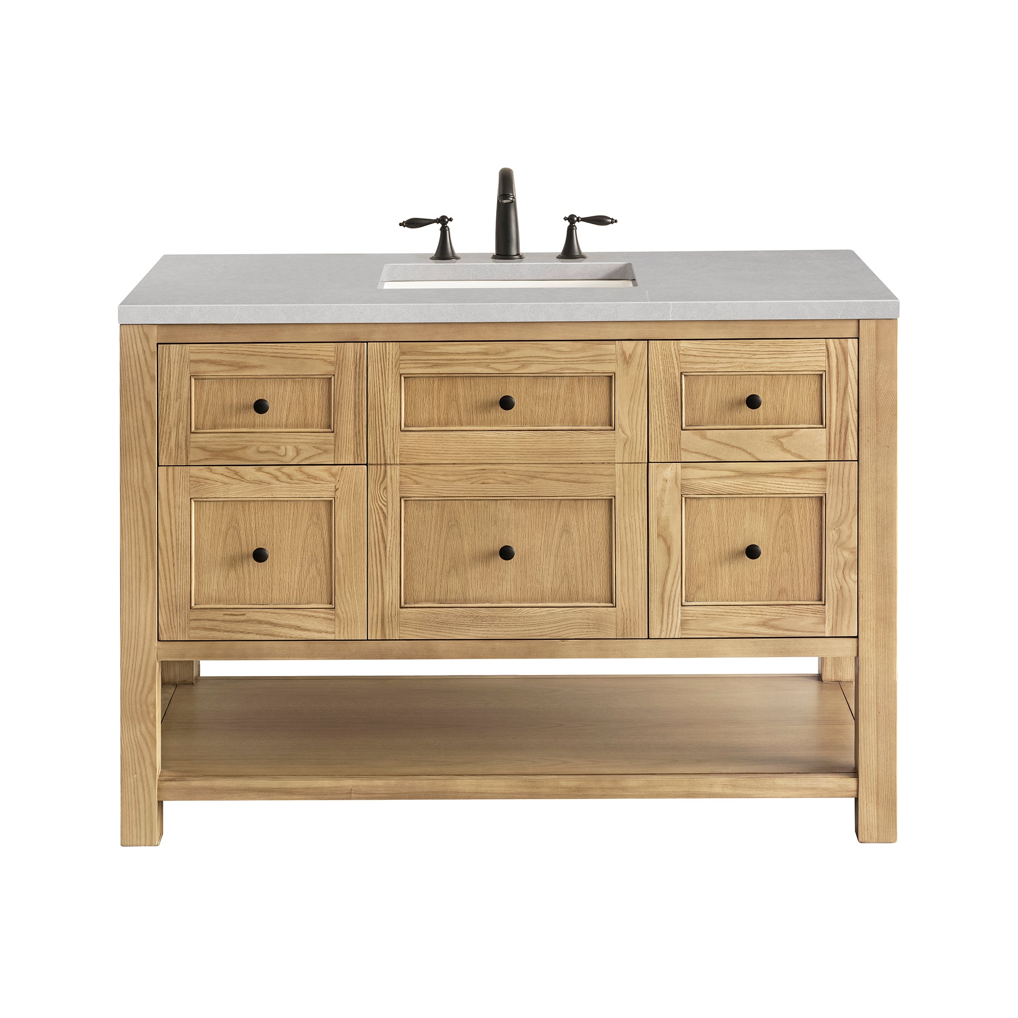 Breckenridge 48 Inch Single Bathroom Vanity with 3CM Eternal Serena Top in Light Natural Oak - Perfect for Modern Home Renovations & Master Bathroom Upgrades