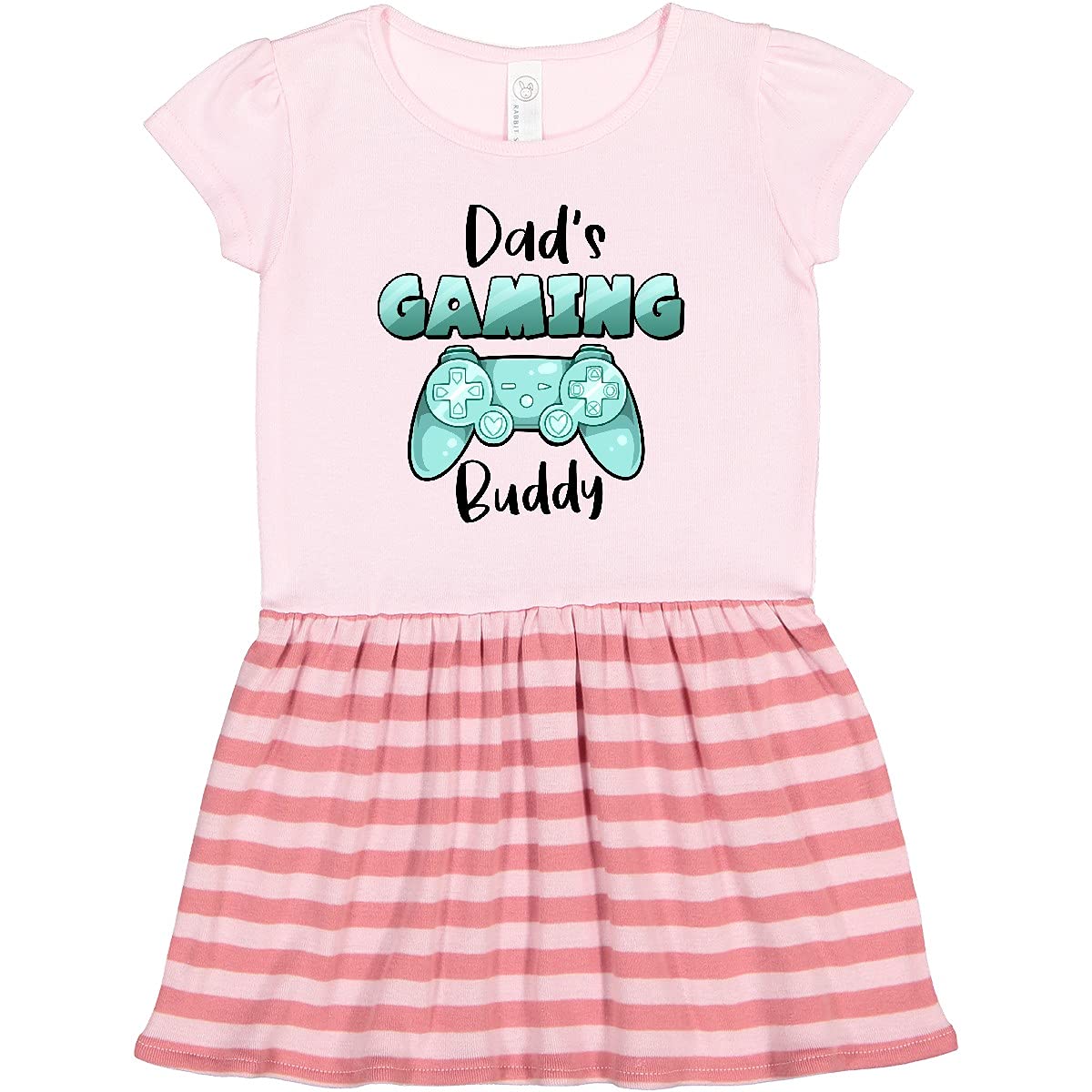 Inktastic Dad's Gaming Buddy - Aqua Controller Toddler Dress | Cute Gamer Outfit for Baby Girls & Boys | Perfect for Family Game Nights & Cosplay