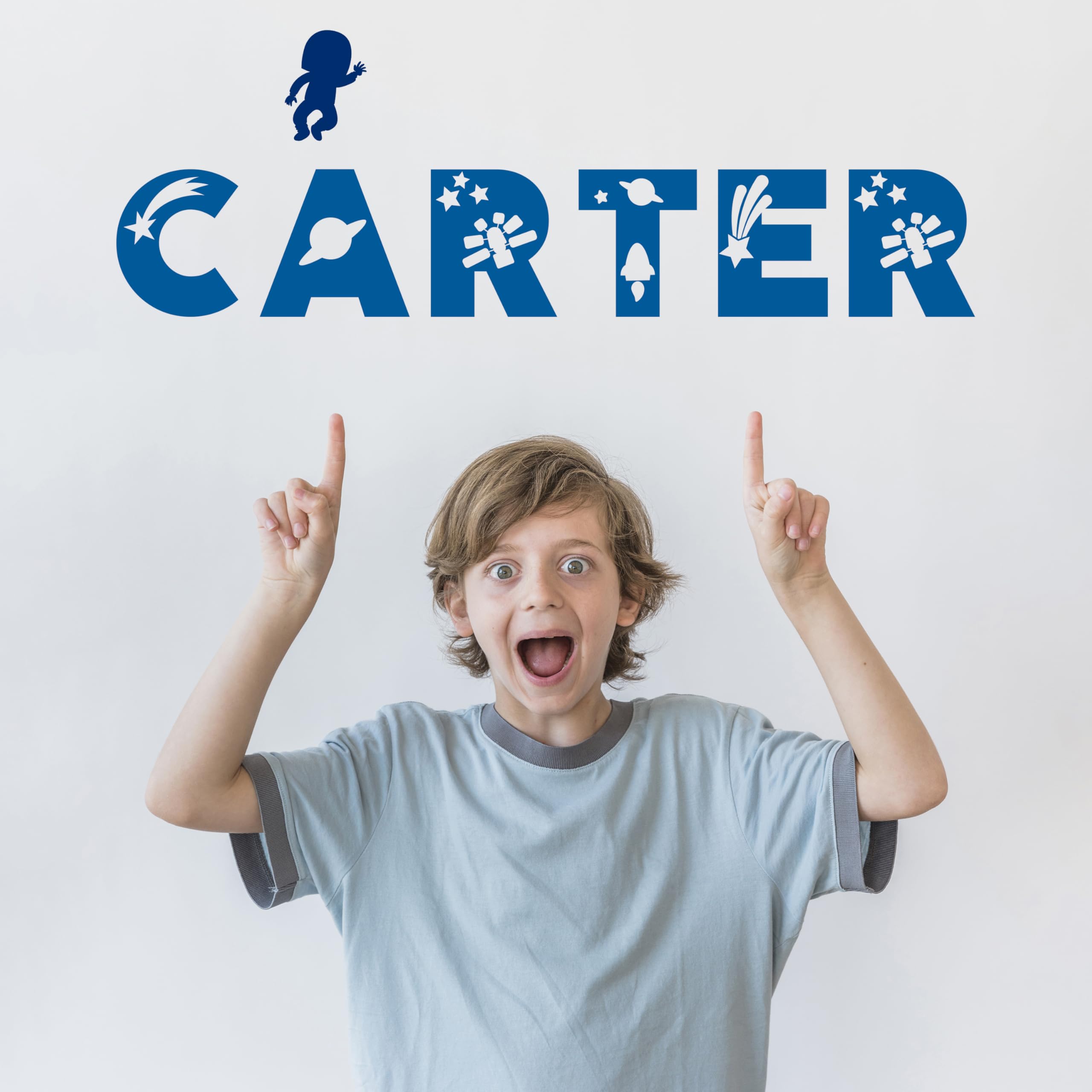 Custom Space Wall Name Decal - Baby Nursery & Kids Room Decor with Astronaut & Planets Theme - Perfect for Boys' Bedroom, Playroom, and Space-Themed Birthday Party Decorations