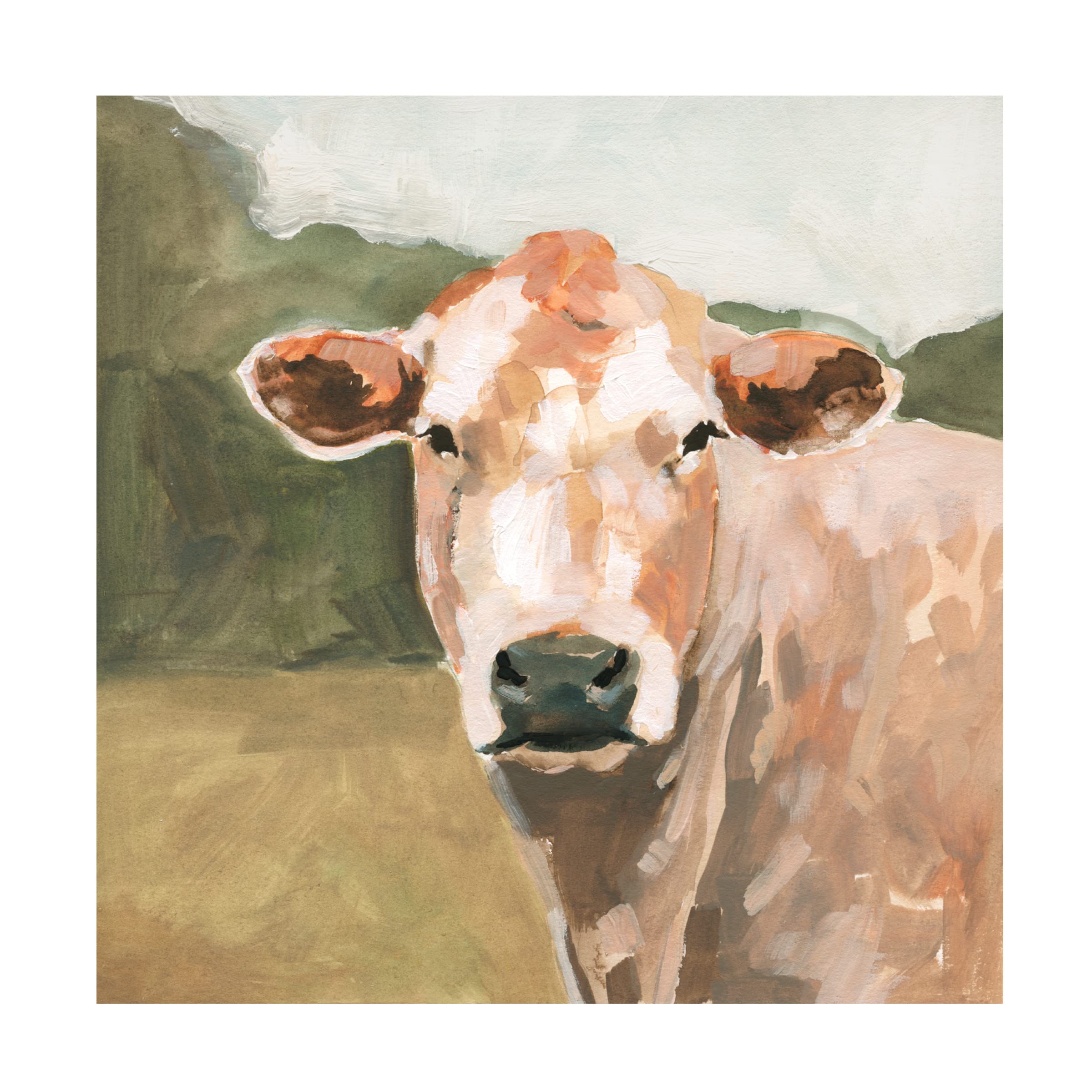 Victoria Barnes 'On The Pasture II' Canvas Wall Art Print - Landscape Pastoral Painting for Living Room, Bedroom & Office Decor
