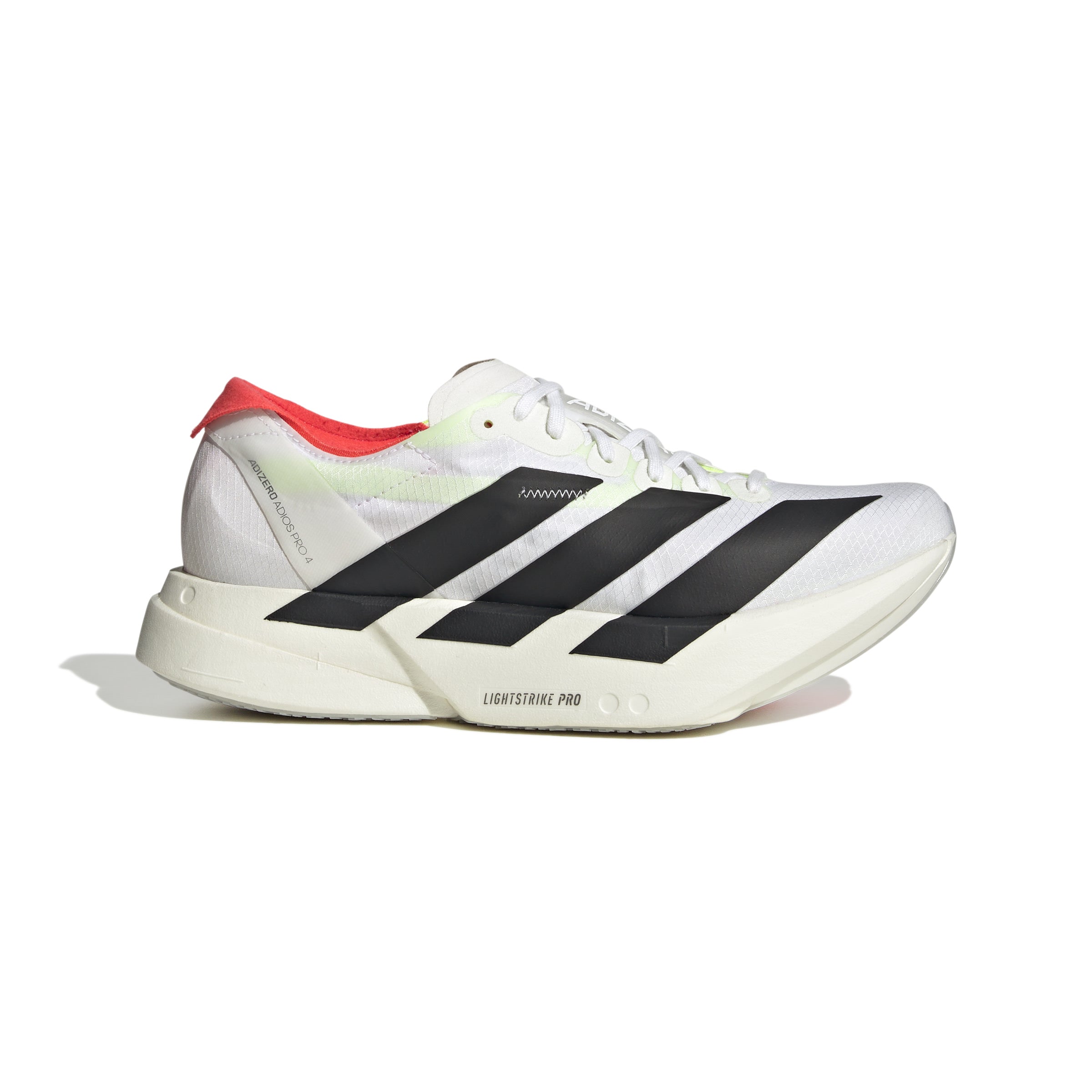 Adidas Women's Adizero Adios Pro 4 Running Shoes - White/Core Black/Silver Metallic | Lightweight Racing Sneakers for Marathon & Long Distance Training