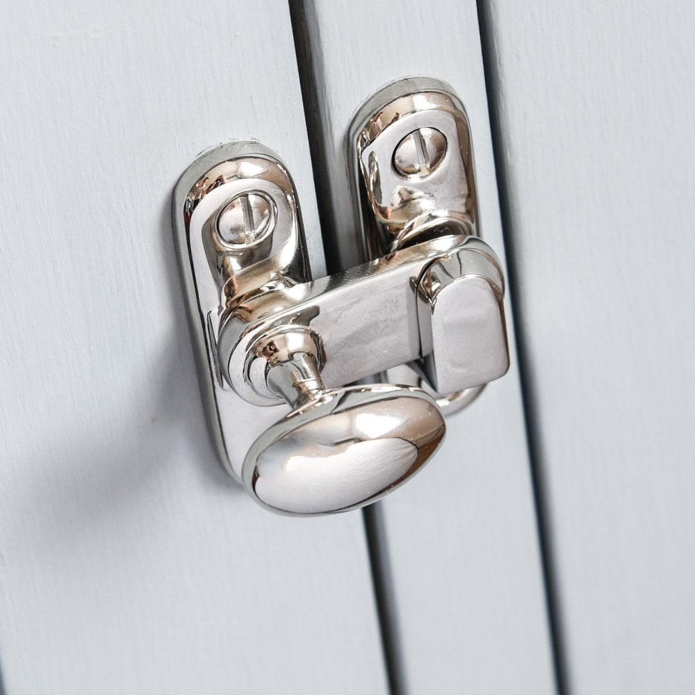 Polished Nickel Oval Cupboard Catch - Durable Cabinet Latch for Kitchen, Bathroom & Furniture - Secure Drawers & Doors with Style