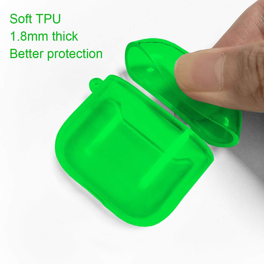 Cute Heart Clear Green AirPod Pro Case with Keychain - Protective Cover for Apple AirPods Pro (2019) - Perfect for Travel & Daily Use