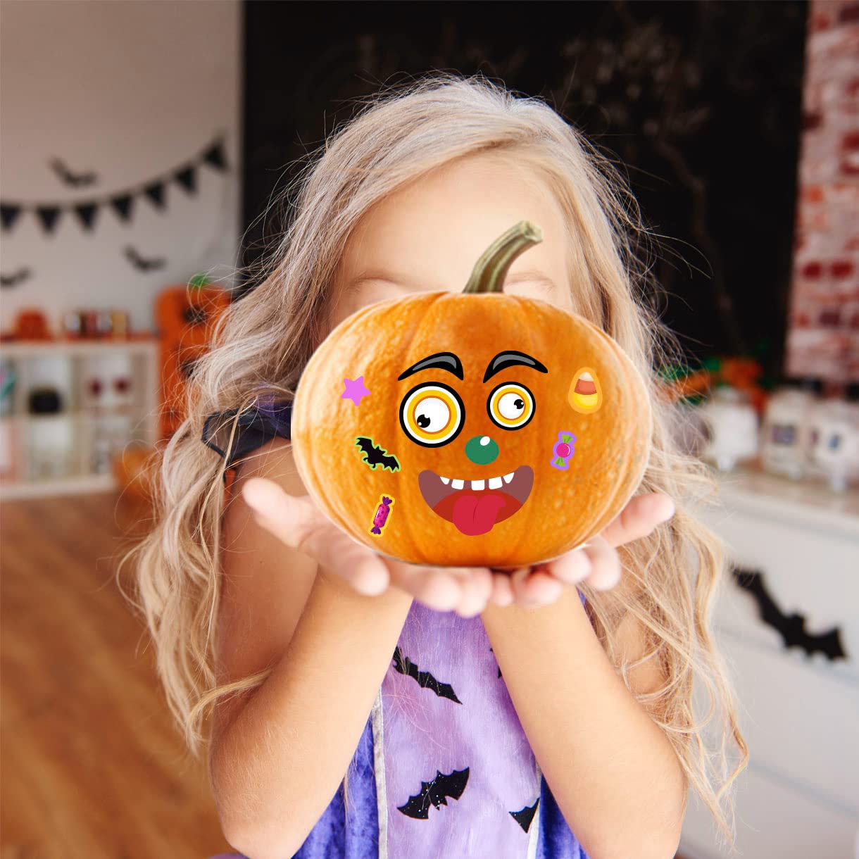 60 Pack Halloween Stickers Pumpkin Decorating Kit - 30 Sheets Pumpkin Stickers for Halloween Crafts, Party Supplies & Kids Party Favors - Perfect for Pumpkin Carving, Classroom Activities & Trick-or-Treat Bags
