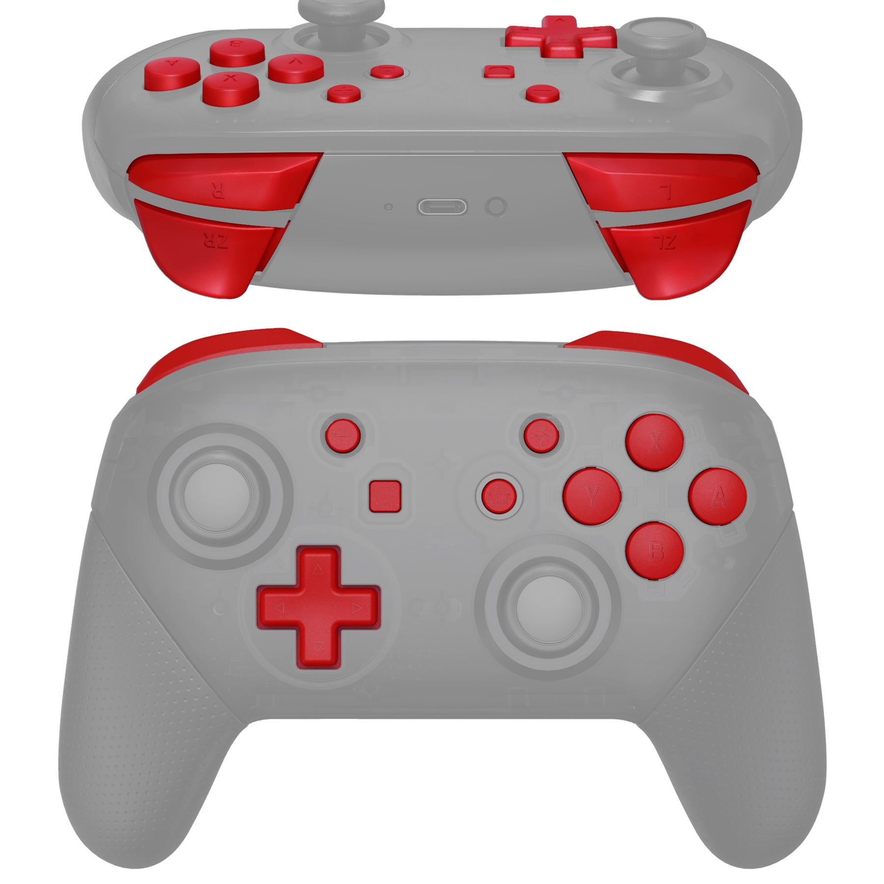 eXtremeRate DIY Replacement Full Set Buttons for Nintendo Switch Pro Controller - Passion Red (KRP332) | Custom Gaming Accessories for Enhanced Gameplay Experience