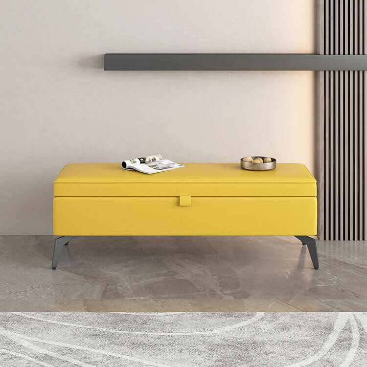 Modern Large Black Faux Leather Storage Ottoman with Removable Top - Perfect for Living Room, Bedroom & Home Office Organization