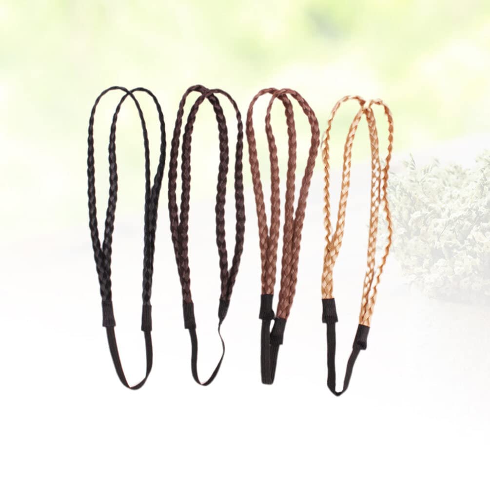 Mobestech 4pcs Braided Headbands for Women & Girls - Double Weaving Knot Hair Ties, Elastic Hair Bands, Plaited Head Wrap - Perfect for Workouts, Yoga, Running, and Everyday Styling
