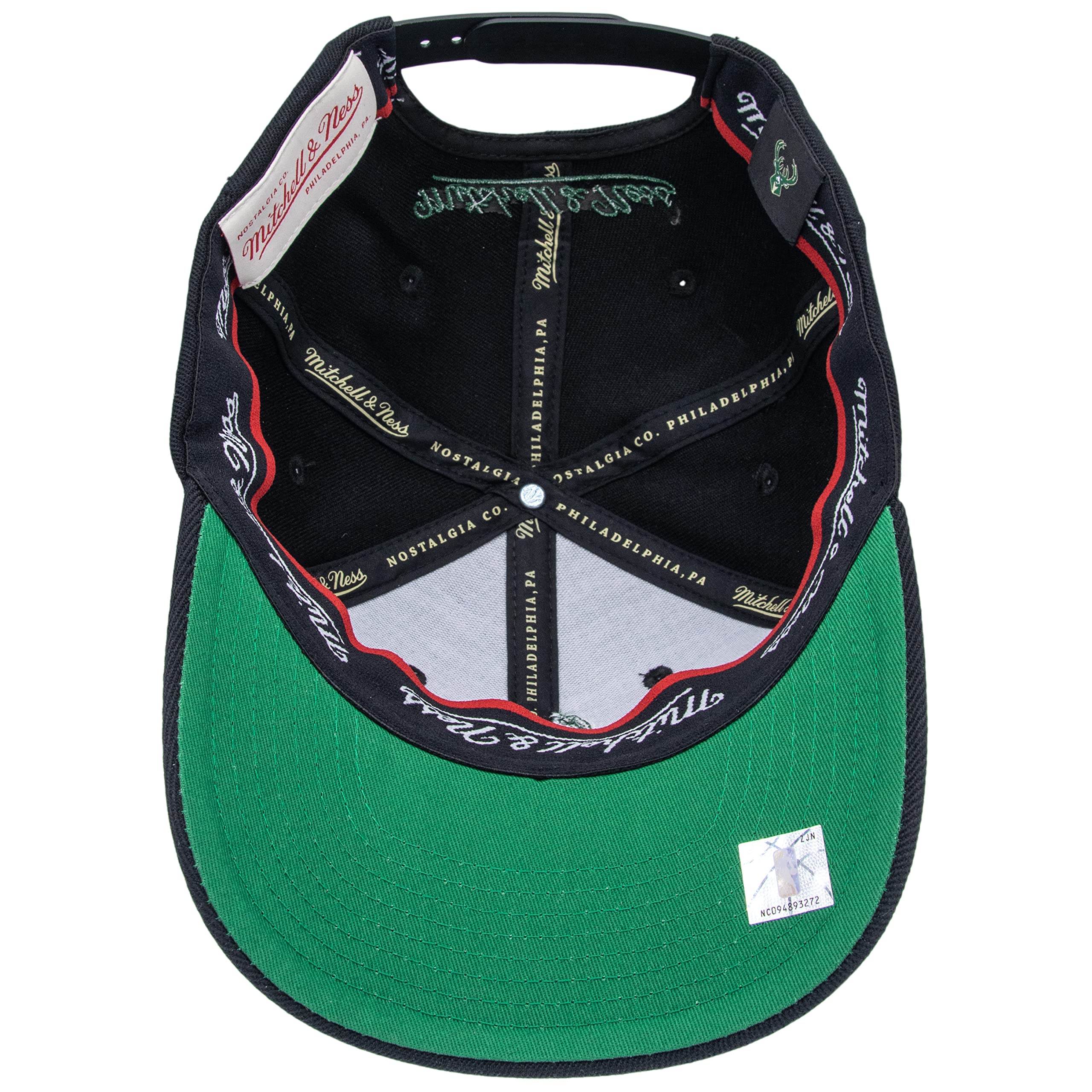 Mitchell & Ness NBA Milwaukee Bucks Snapback Hat - High Crown Adjustable Logo Cap for Men & Women - Perfect for Basketball Games, Streetwear & Casual Outfits