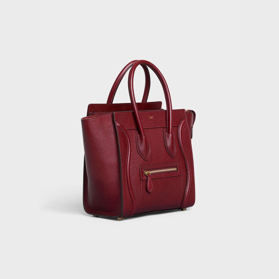 Premium Micro Luggage Handbag in Drummed Calfskin - Light Burgundy Leather Crossbody Bag for Women | Perfect for Travel, Work & Evening Events