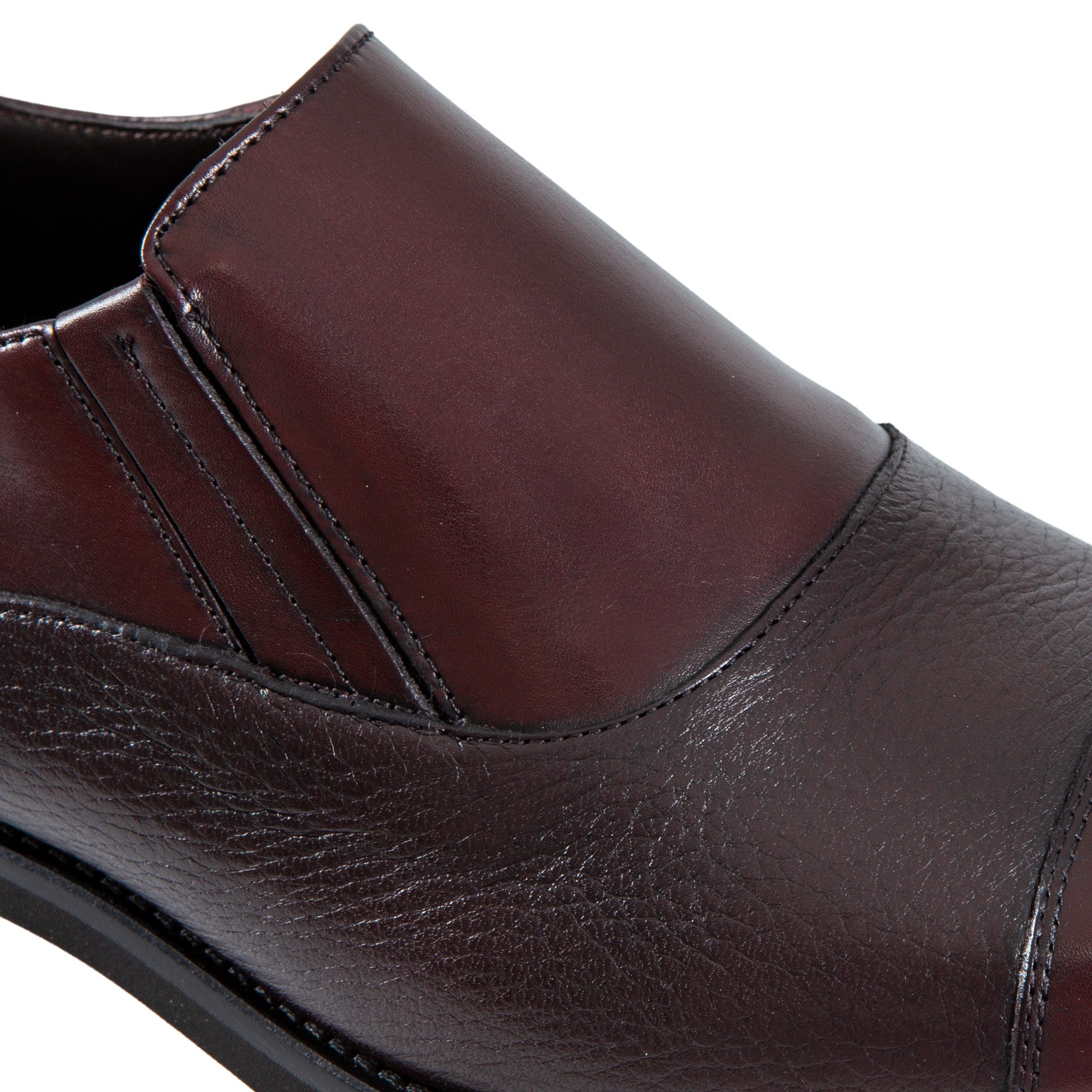 HENRY SARTORIAL Classic Elastic Loafers for Men - Comfortable Slip-On Dress Shoes in Burgundy - Perfect for Business, Casual & Formal Occasions