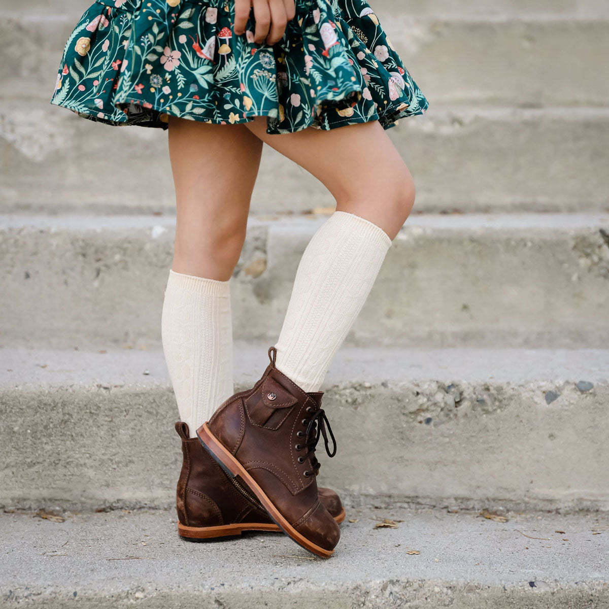 Vanilla Cable Knit Knee High Socks for Women - Warm Winter Boot Socks - Cozy Knit Stockings for Boots, Snow, and Cold Weather Outfits