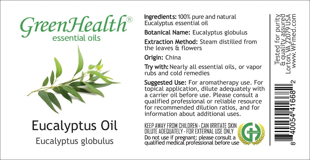 1 Gallon 100% Pure Eucalyptus Essential Oil - Undiluted, Therapeutic Grade for Aromatherapy, Massage & Home Cleaning - GreenHealth Brand