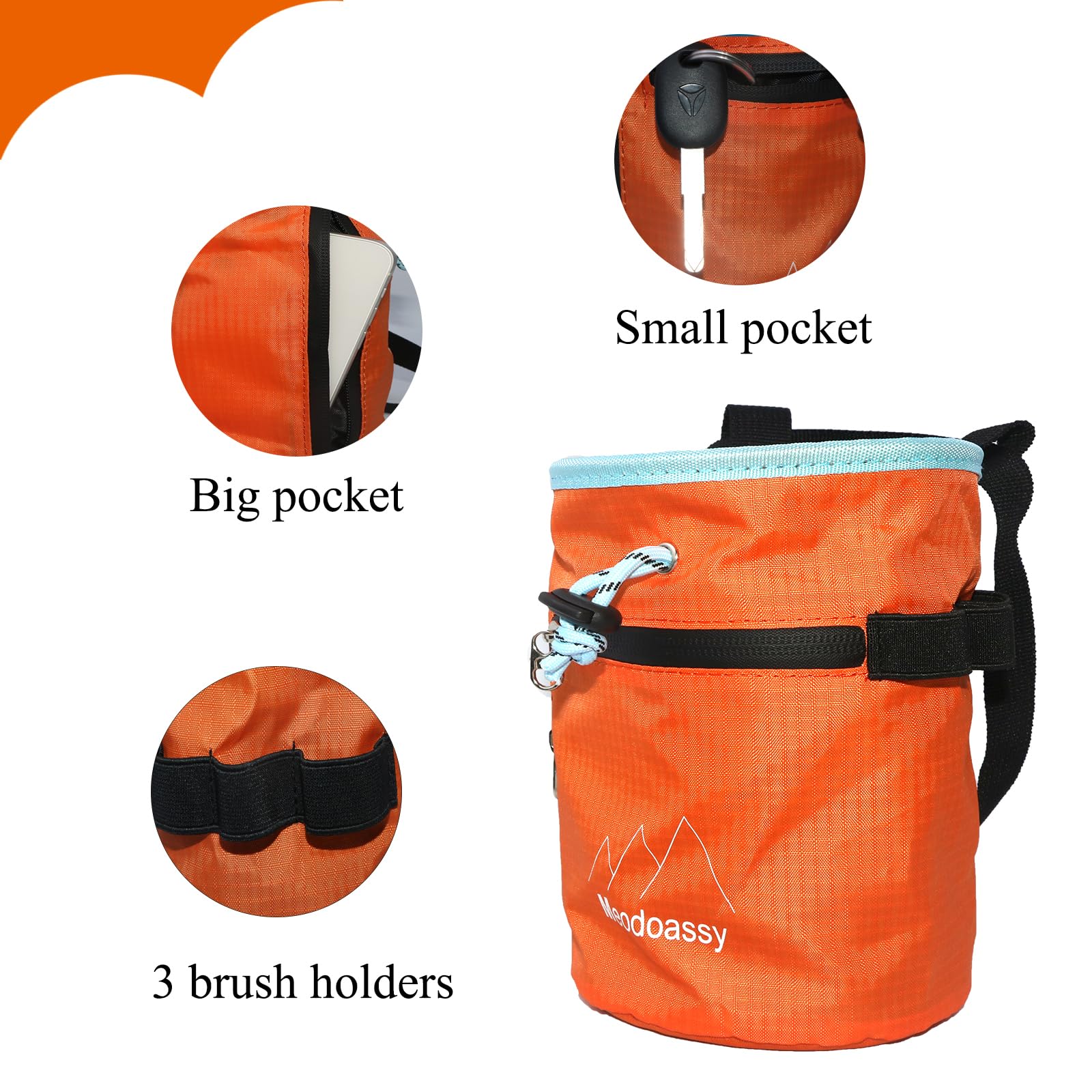 Premium Rock Climbing Chalk Bag with 2 Large Zipper Pockets - Breathable Chalk Holder for Bouldering, Gym Training & Weightlifting | Durable Climbing Gear for Indoor/Outdoor Sports