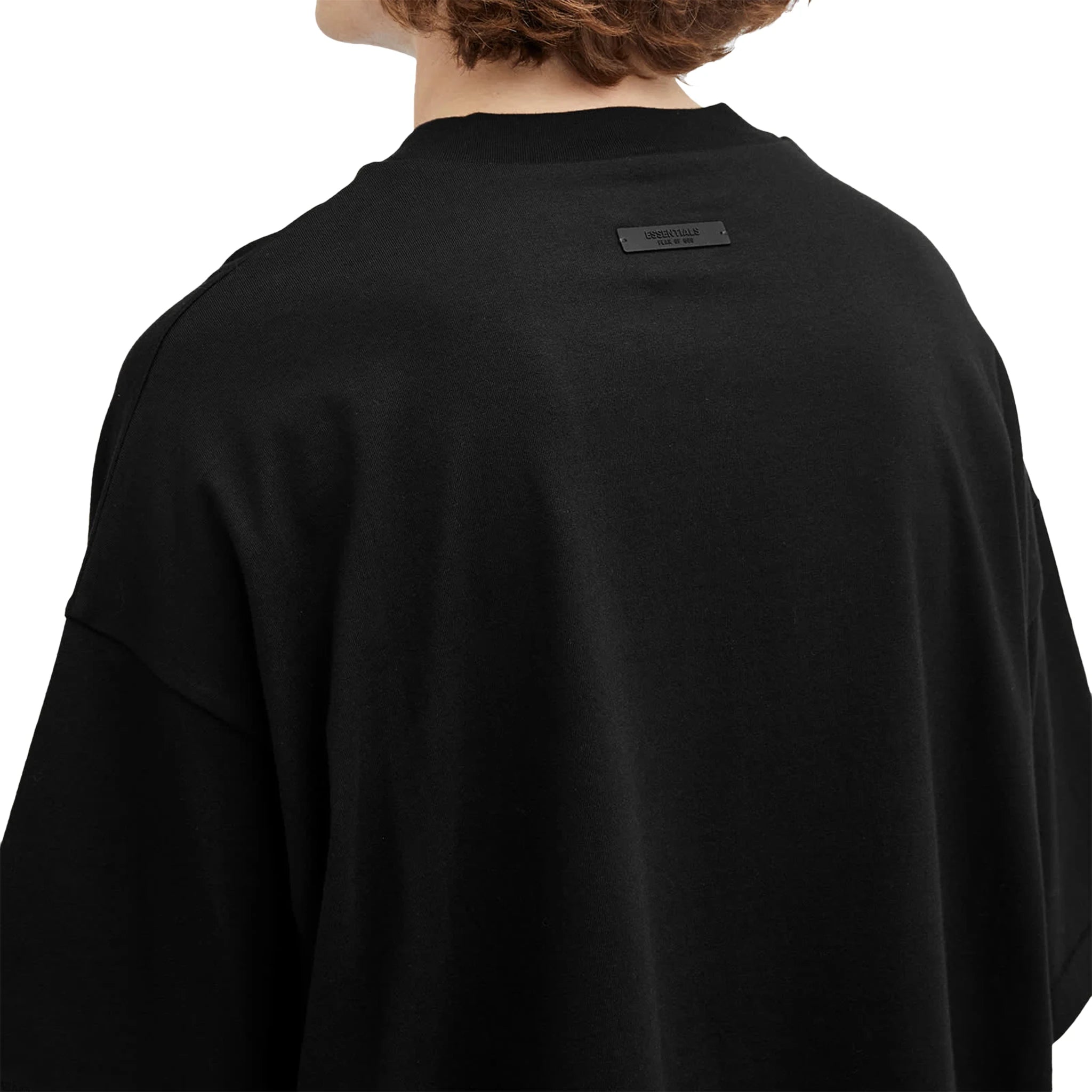 Fear of God Essentials Jersey Crewneck Black T-Shirt for Men | FW24 Collection | Casual Streetwear & Layering Staple