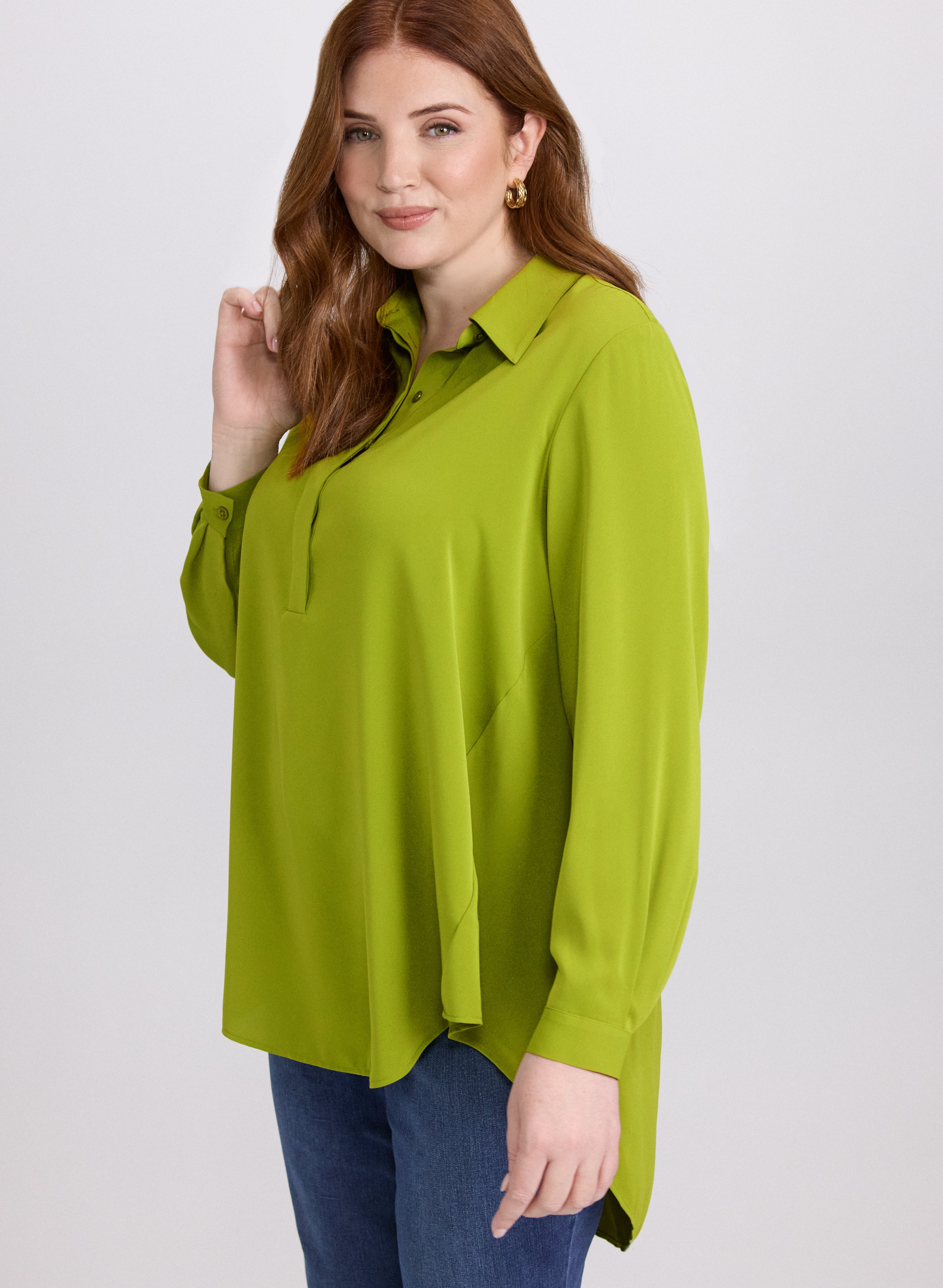 Asymmetric High Low Hem Blouse for Women - Trendy Flowy Tunic Top with Unique Hemline - Perfect for Casual Outings, Office Wear & Date Nights