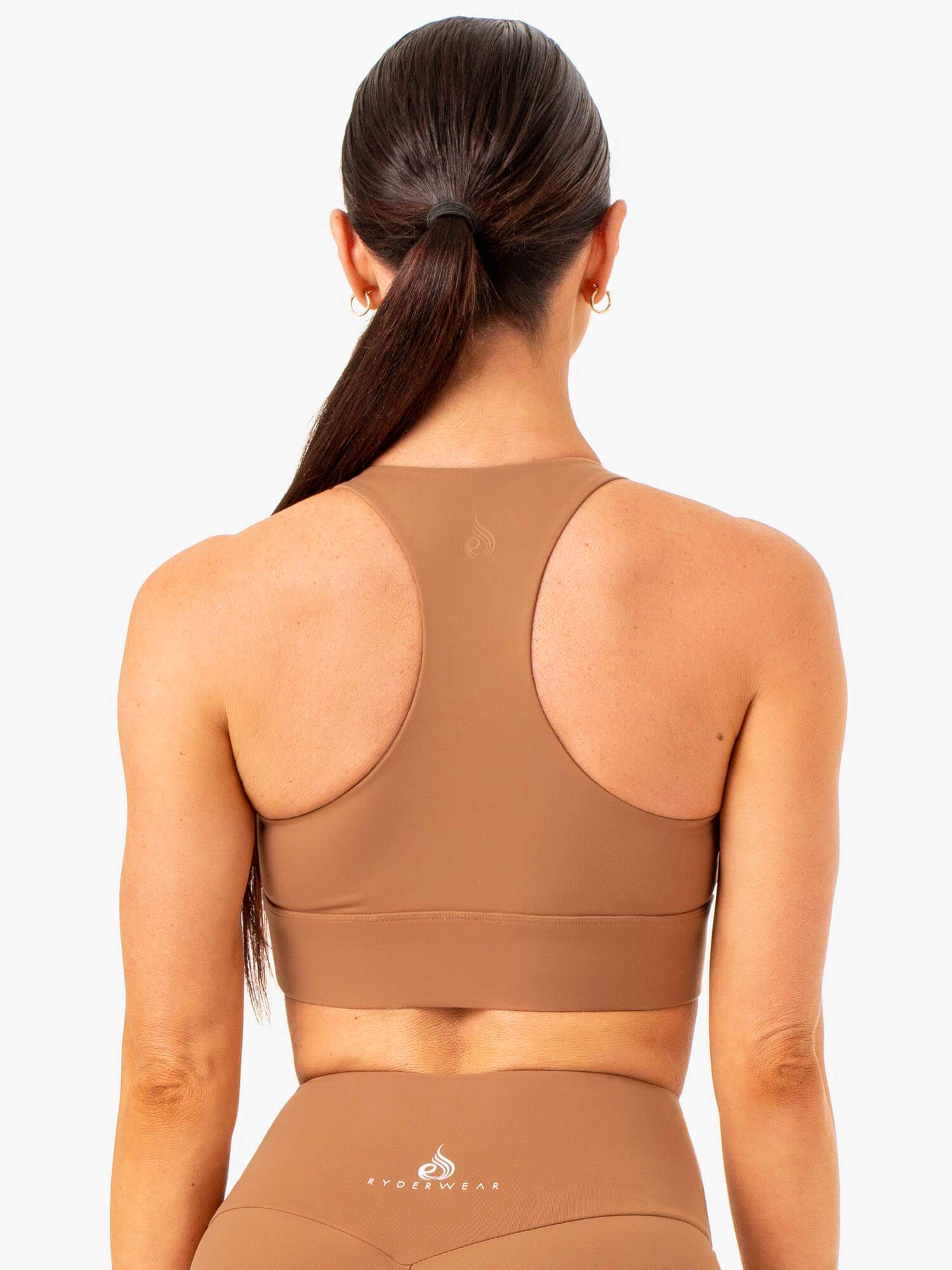 Focus Contour Sports Bra for Women - High Support Workout Top - Mocha Brown - Perfect for Yoga, Running & Gym Training
