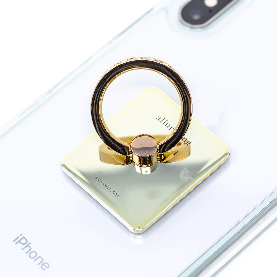 Charlotte Crystal Phone Ring Holder - 360° Rotating Finger Grip Stand for Smartphones (Light Gold) - Perfect for Watching Videos & Selfies