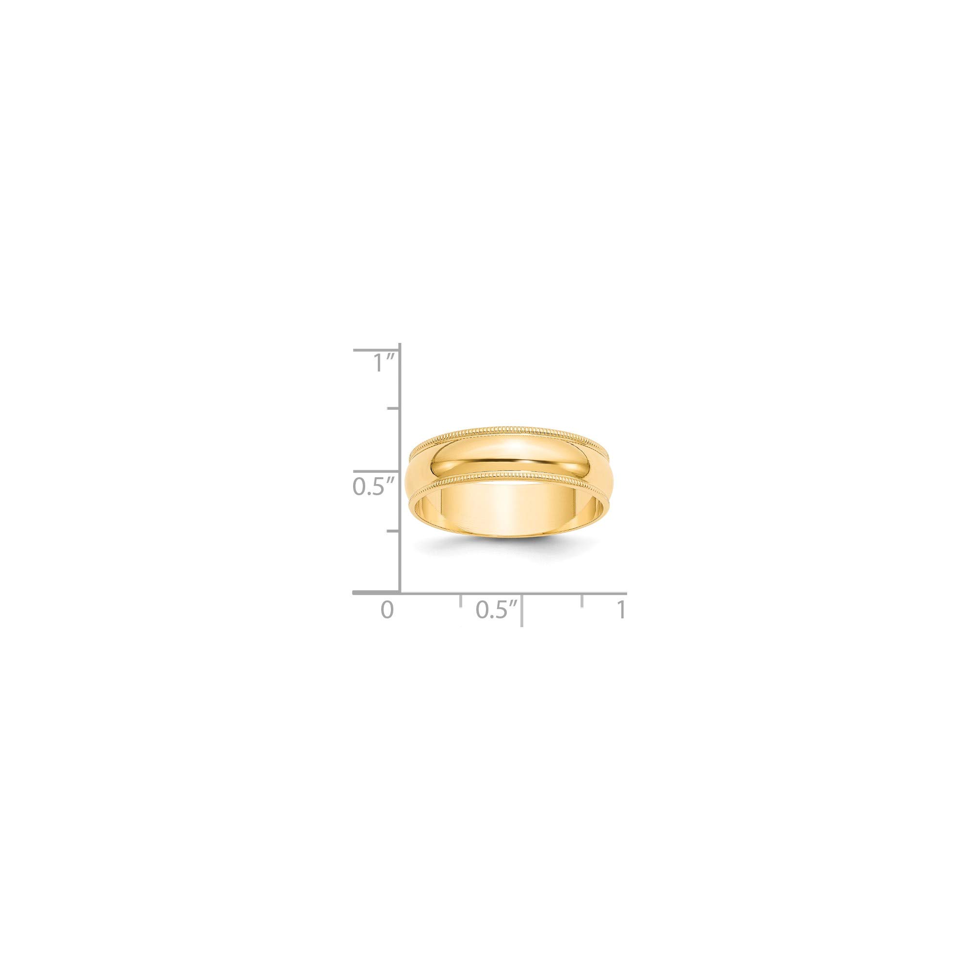 14K Yellow Gold 6mm Milgrain Band Ring - Size 7 for Wedding & Anniversary