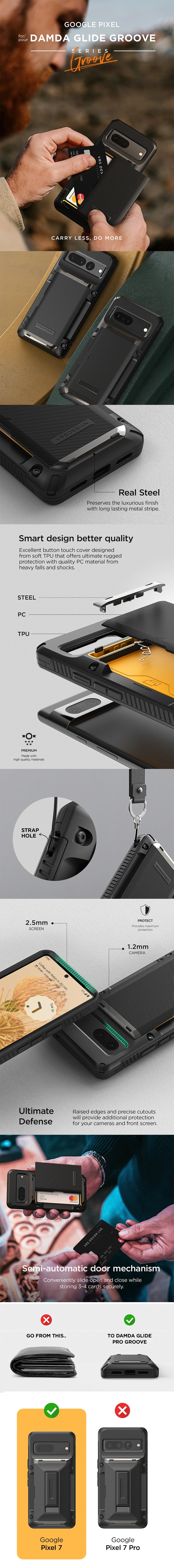 Google Pixel 7 Case Damda Glide Pro - Slim Protective Phone Cover with Anti-Slip Grip | Perfect for Everyday Use, Travel & Outdoor Activities