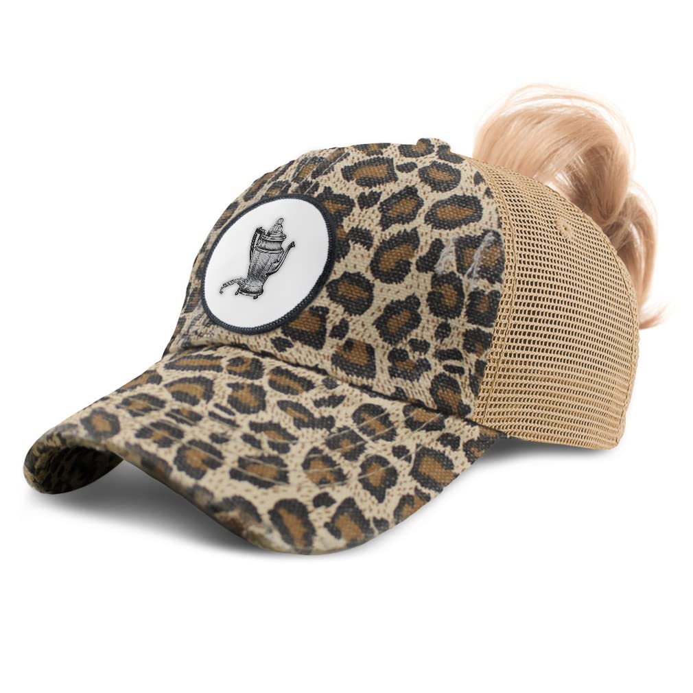 Speedy Pros Women's High Ponytail Baseball Cap - Vintage Coffee Pot Design for Baristas & Coffee Lovers | Perfect for Coffee Shops, Cafes & Brewing Enthusiasts