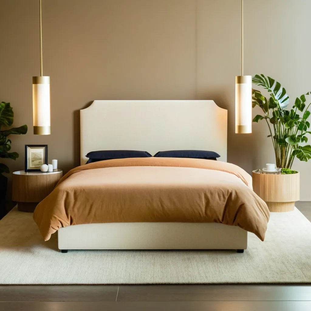 Landeres Belgium Fabric Bed Frame - Waterproof & Durable Queen Size Bed Frame for Bedroom, Guest Room, or Dorm - Easy to Assemble & Stylish Design