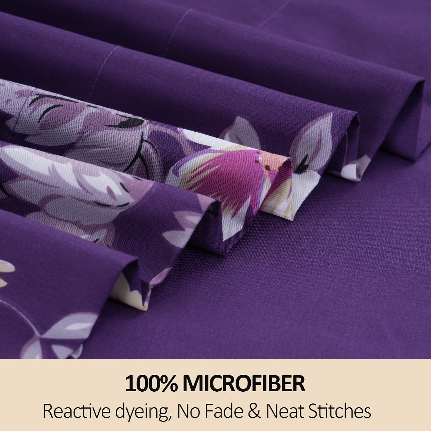 MEISHANG King Size Floral Sheet Set - Ultra Soft Brushed Microfiber Deep Pocket Fitted Sheets (Fits Mattresses up to 16