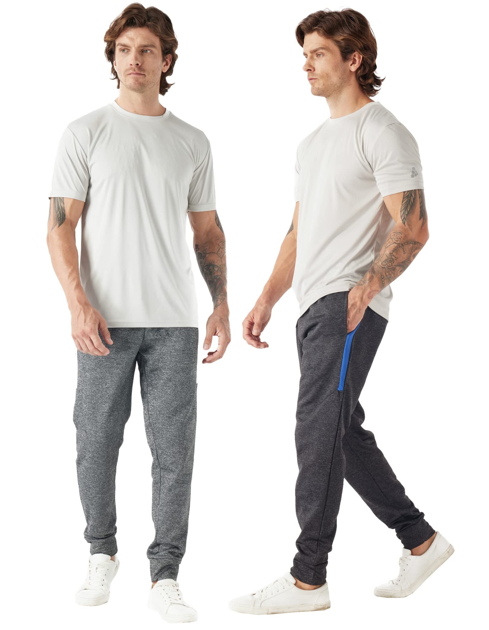 TEX2FIT 2-Pack Men's Fleece Jogger Pants with Side Pockets - Soft Active Running Sweatpants for Workout & Lounge (Black, 2-Piece Set) - Perfect for Gym, Yoga, Travel & Casual Wear