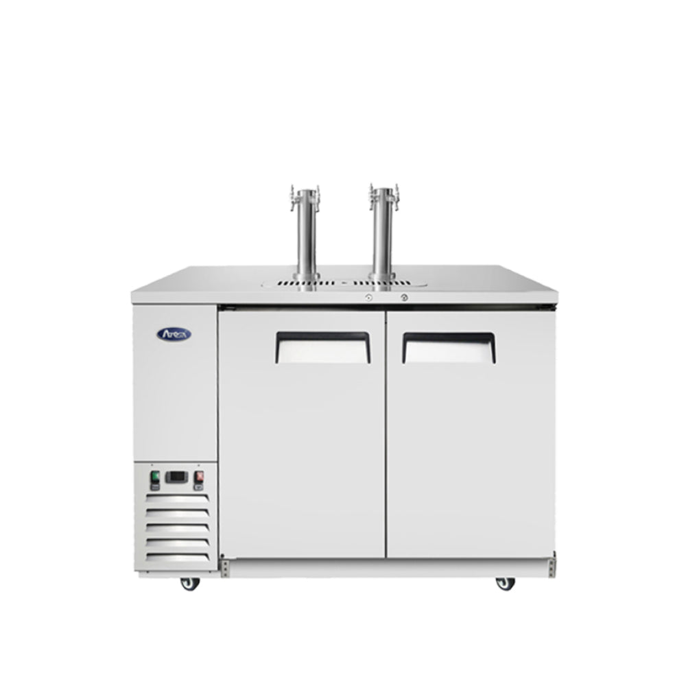 Atosa MKC58 Stainless Steel 2-Keg Direct Draw Beer Cooler with 2 Double Taps - Perfect for Home Bars, Parties, and Commercial Use