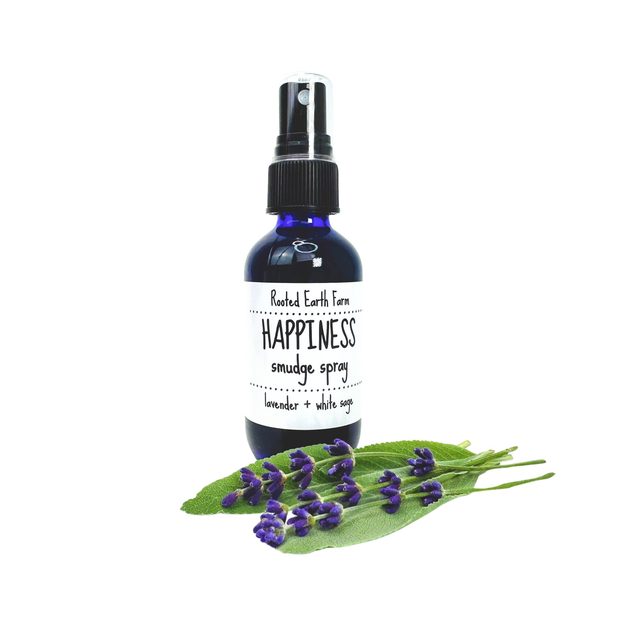 Happiness Smudge Spray - 2 fl oz - Lavender & White Sage Aromatherapy Mist for Energy Cleansing, Home Blessing & Spiritual Purification - Perfect for Meditation, Yoga & Stress Relief