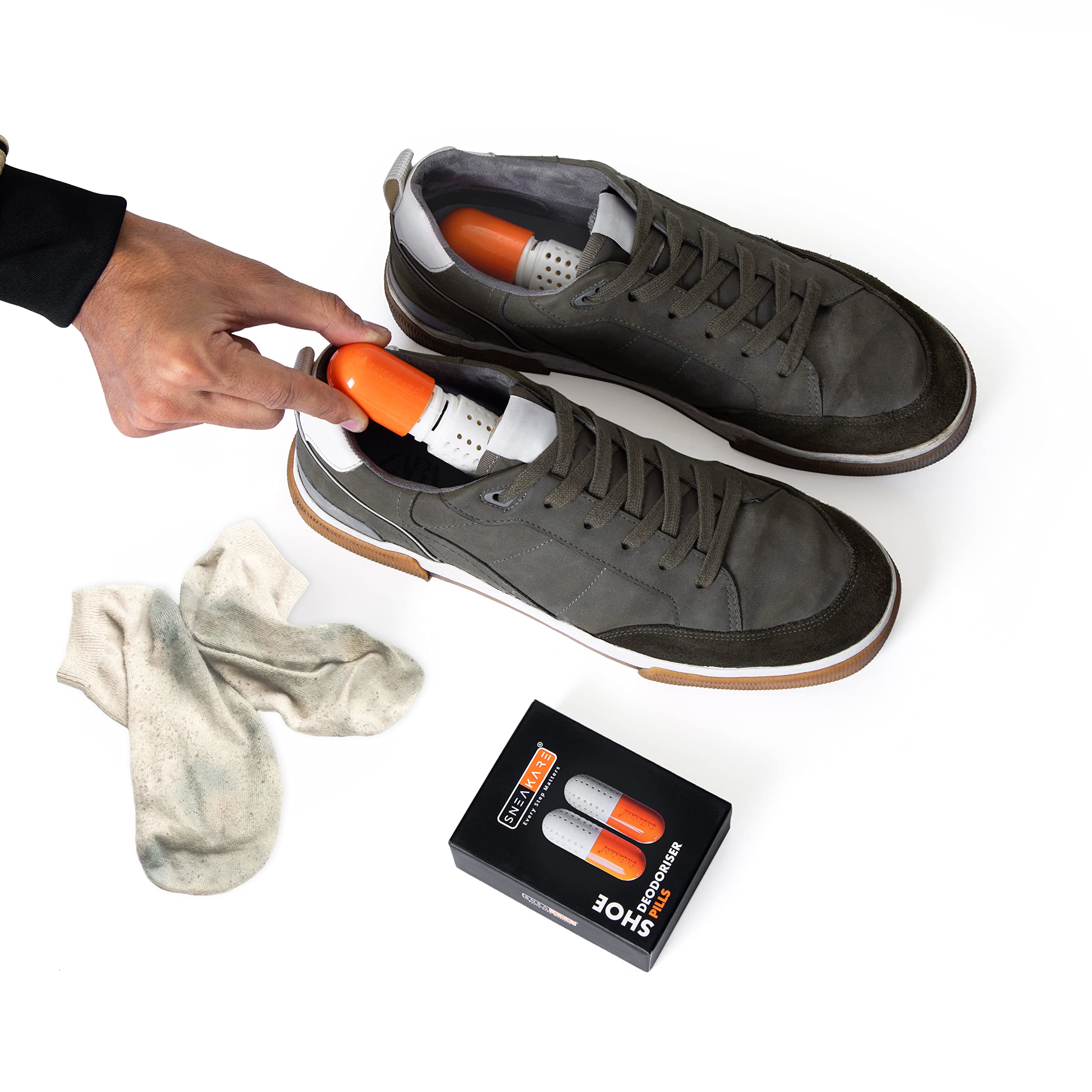 SNEAKARE Shoe Deodorizer Pills - Long-Lasting Odor Eliminator with Fresh Fragrance, Moisture Absorbing Shoe Refresher for Sneakers & Athletic Shoes - Compact Size for Gym Bags, Travel & Daily Use