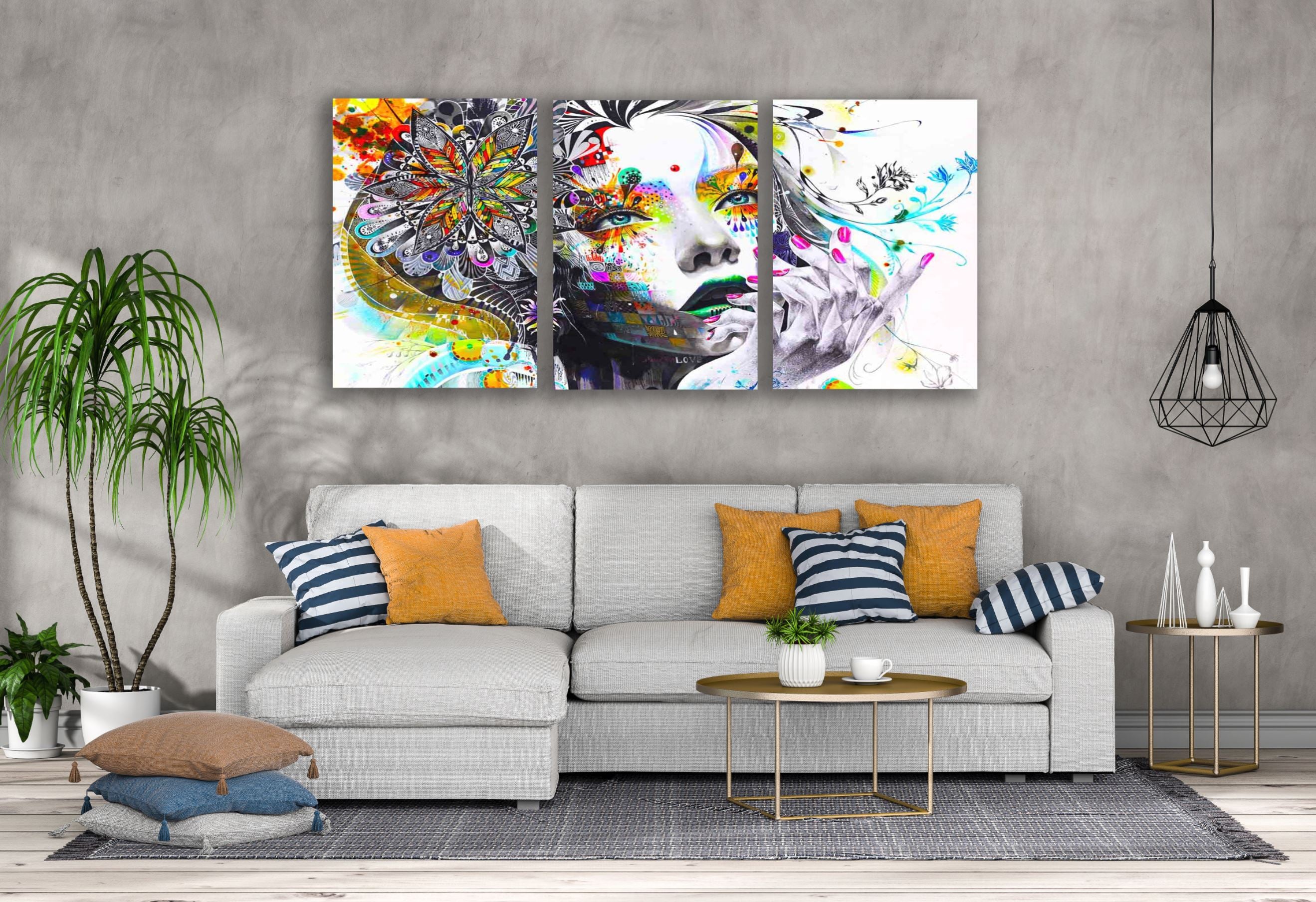 3-Piece Abstract Girl Face Design Wall Art Canvas - High Quality Print, 100% Australian Made, Ready to Hang - Perfect for Living Room, Bedroom & Office Decor