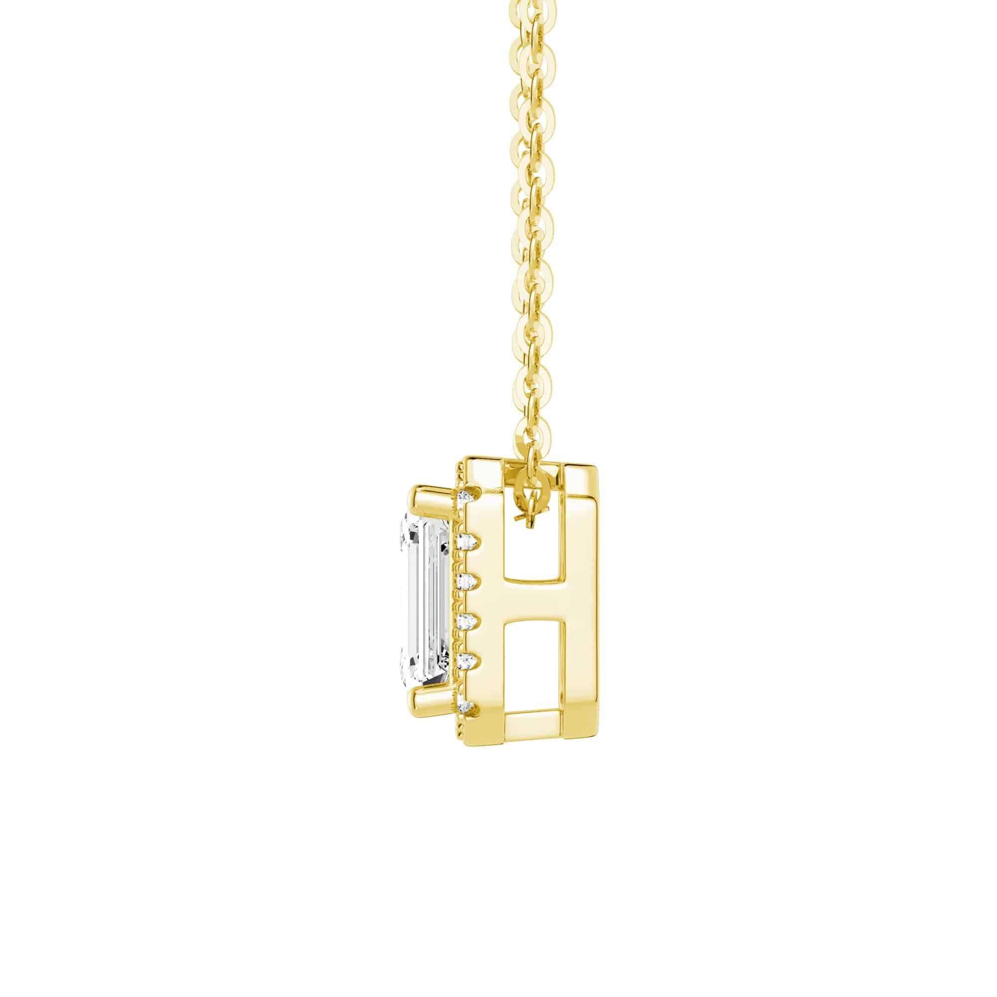 Emerald Cut Pavé Moissanite Halo Pendant Necklace - 14K Gold Plated Elegant Jewelry for Women | Perfect for Weddings, Anniversaries & Special Occasions
