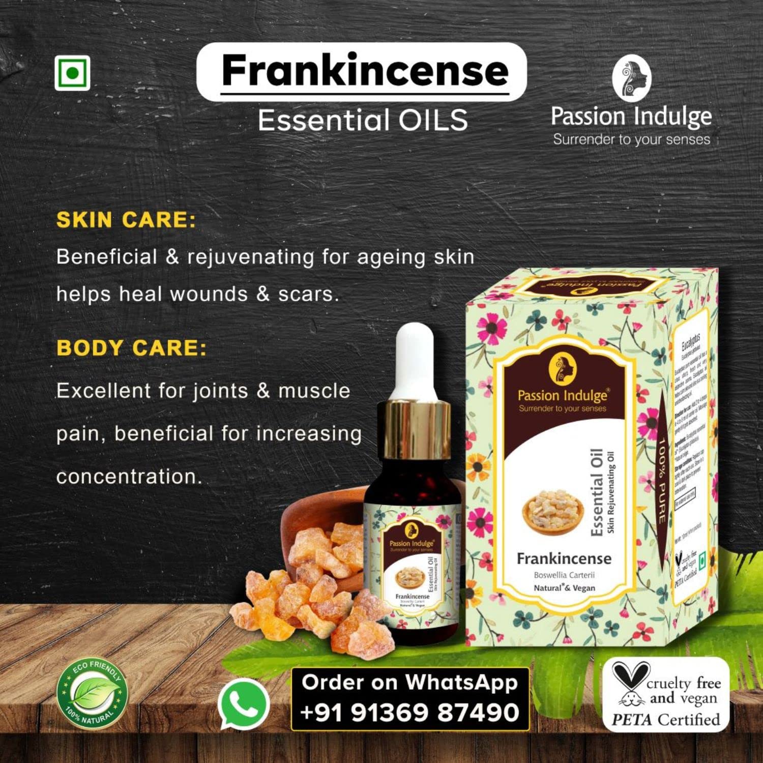 Natural Frankincense Essential Oil for Skin Rejuvenation - 10ml Pure & Organic Aromatherapy Oil for Face Care, Anti-Aging & Relaxation | Perfect for Massage, Skincare Routine & Stress Relief