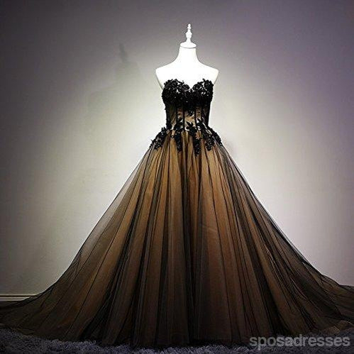 2018 Sweetheart Black Tulle A-Line Long Evening Prom Dresses for Women - Elegant Formal Gown for Homecoming, Prom Night, and Special Occasions