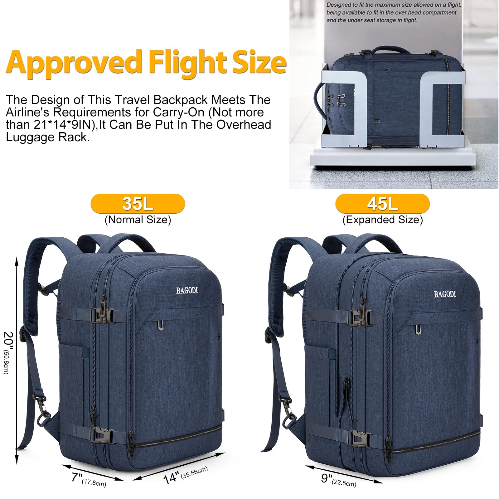 **42L Expandable Water-Resistant Carry On Backpack for Men & Women - Flight Approved Travel Backpack with 4 Packing Cubes, Fits 17-Inch Laptop - Perfect for Business Travel, Weekend Hiking & Casual Daypacks**