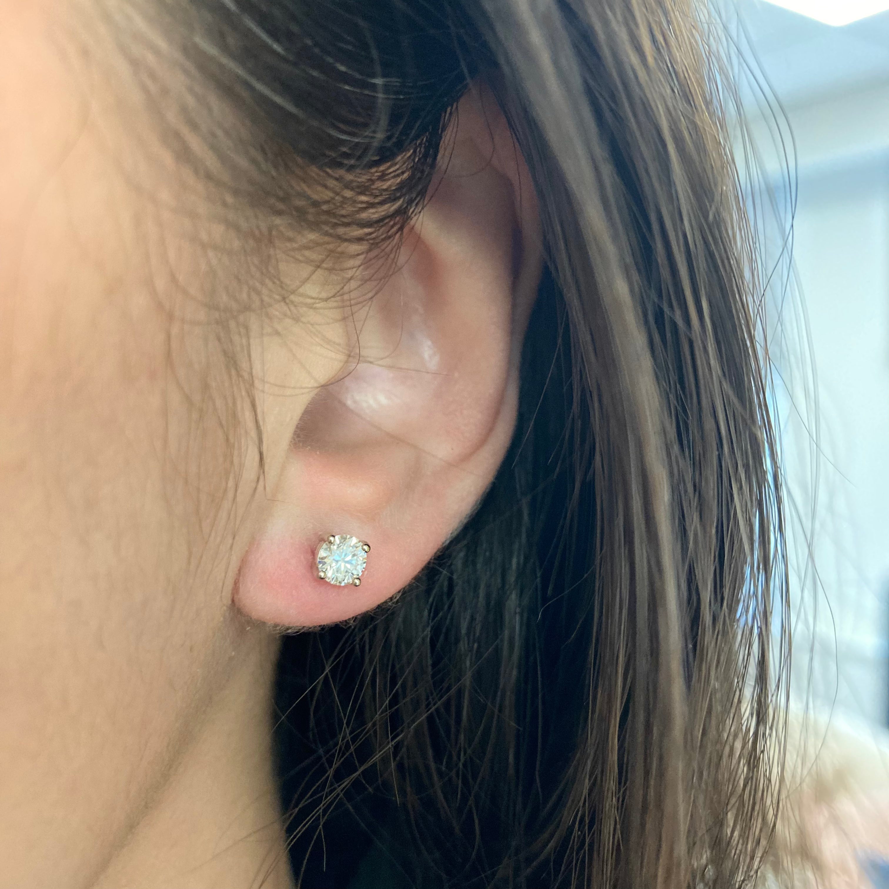 100 Ways Diamond Stud Earrings in 14K White or Yellow Gold | 2/3 Carat Round Cut | Gift Box Included | Perfect for Anniversary, Birthday & Valentine's Day Gifts