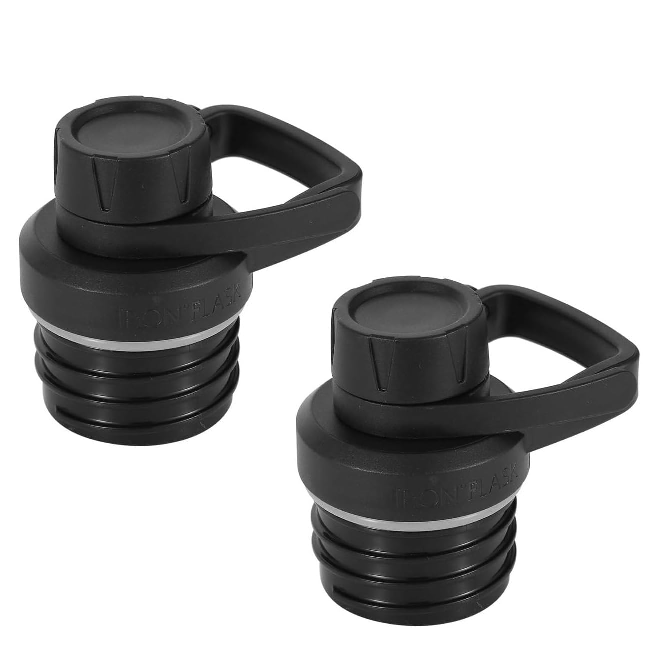 IRON °FLASK Spout Lid 2.0 for Narrow Mouth Insulated Water Bottles - BPA Free Sports Canteen Replacement Lid (2 Pack, Midnight Black) - Perfect for Gym, Hiking & Outdoor Activities