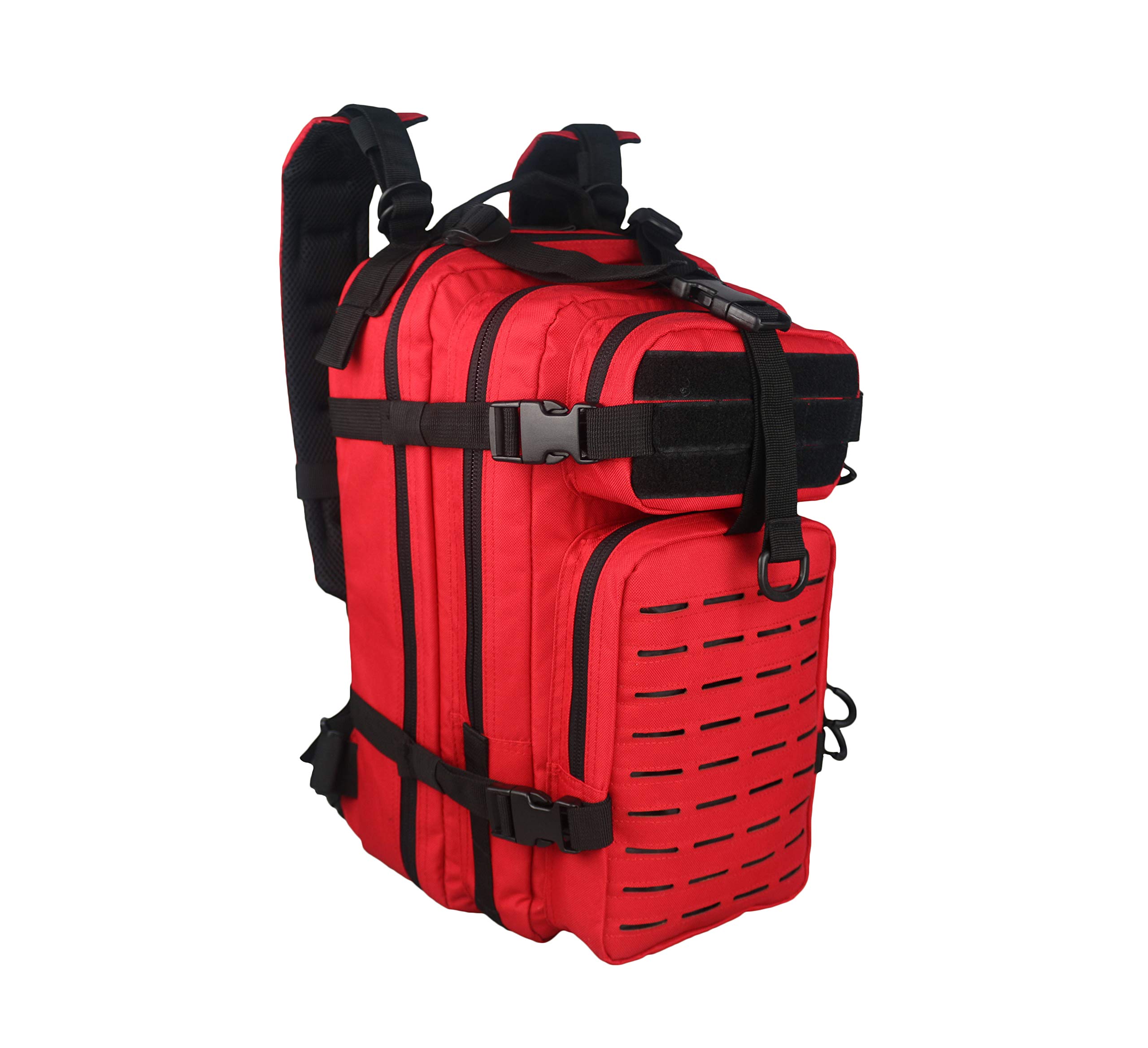 Lightning X Stocked EMS/EMT Trauma & Bleeding First Aid Responder Medical Backpack + Kit (Red) - Emergency Medical Supplies for First Responders, Paramedics & Outdoor Adventures