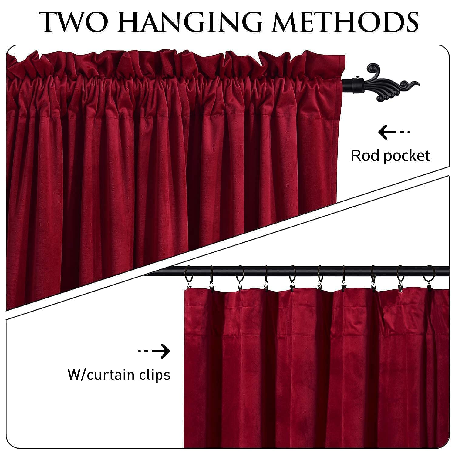 StangH Luxurious Velvet Curtains & Valance Set - Elegant Home Decor for Living Room, Bedroom, Dining Room | Blackout Window Treatments for Privacy & Light Control