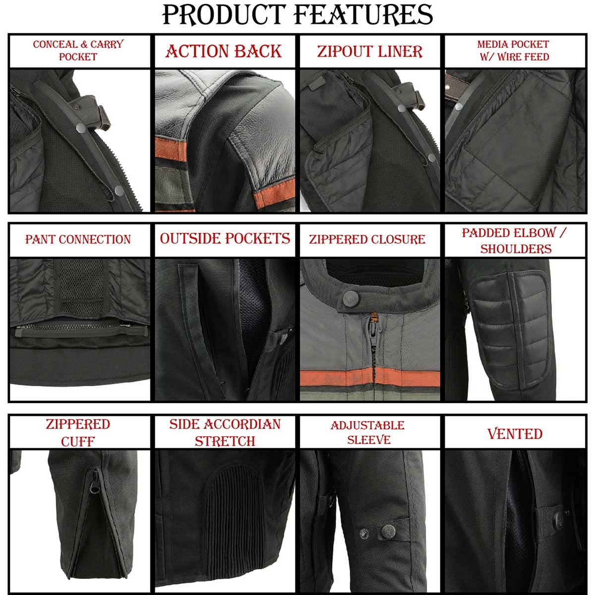 Milwaukee MPM1751 Men's Burnt Orange Leather & Textile Armored Motorcycle Jacket - CE Certified Protection for All Seasons | Riding Gear for Commuting, Touring & Adventure
