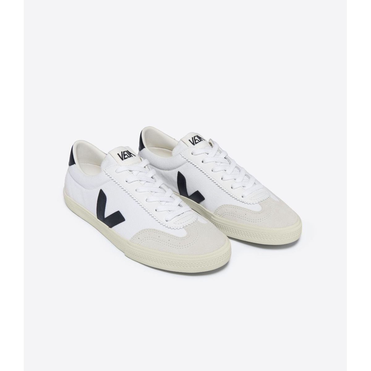 Veja Men's Volley Canvas Sneakers - White & Black Casual Shoes for Men | Eco-Friendly Sneakers for Everyday Wear, Walking & Street Style
