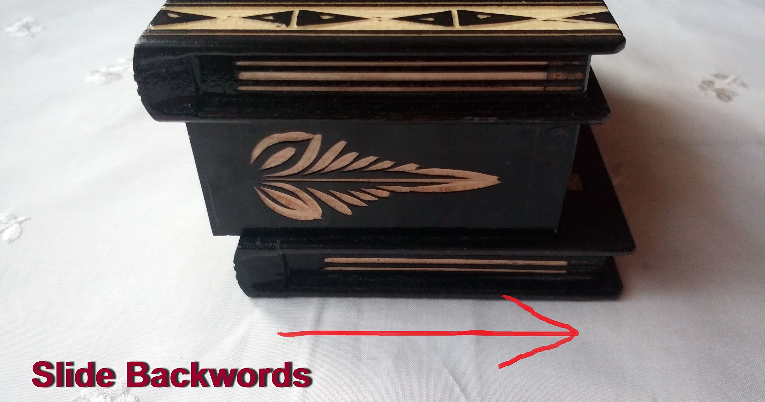 Magic Puzzle Jewelry Box - Secret Tricky Carved Wooden Brain Teaser Gift Box (Black) | Perfect for Treasure Hunts, Escape Rooms & Unique Gift Giving
