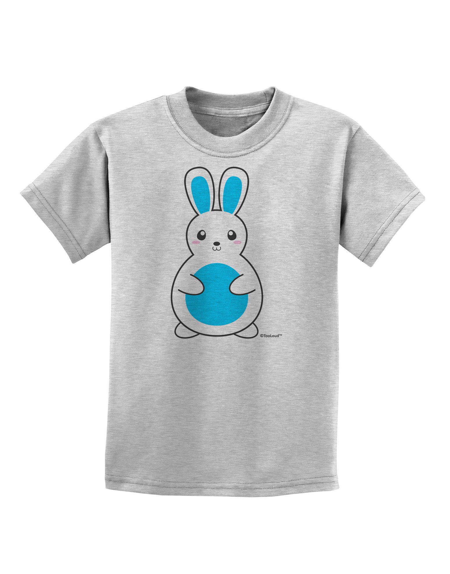 TooLoud Cute Easter Bunny Blue Kids T-Shirt - Soft Cotton Tee for Boys & Girls - Perfect for Easter Celebrations, Spring Outfits & Family Photos