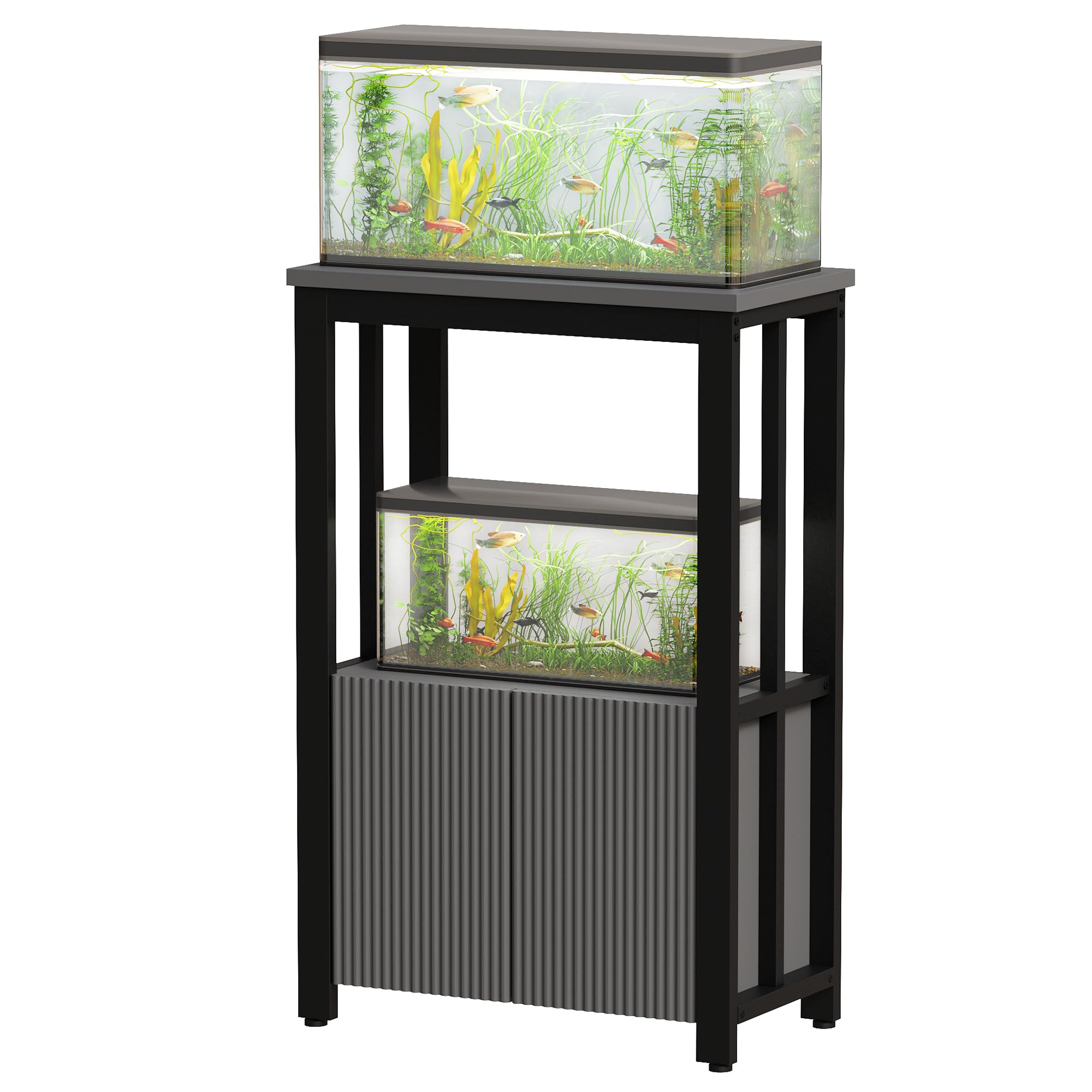 BEWISHOME 5-10 Gallon Fish Tank Stand - Heavy Duty Aquarium Stand with Thickened Metal Frame & Storage Cabinet - 20.5