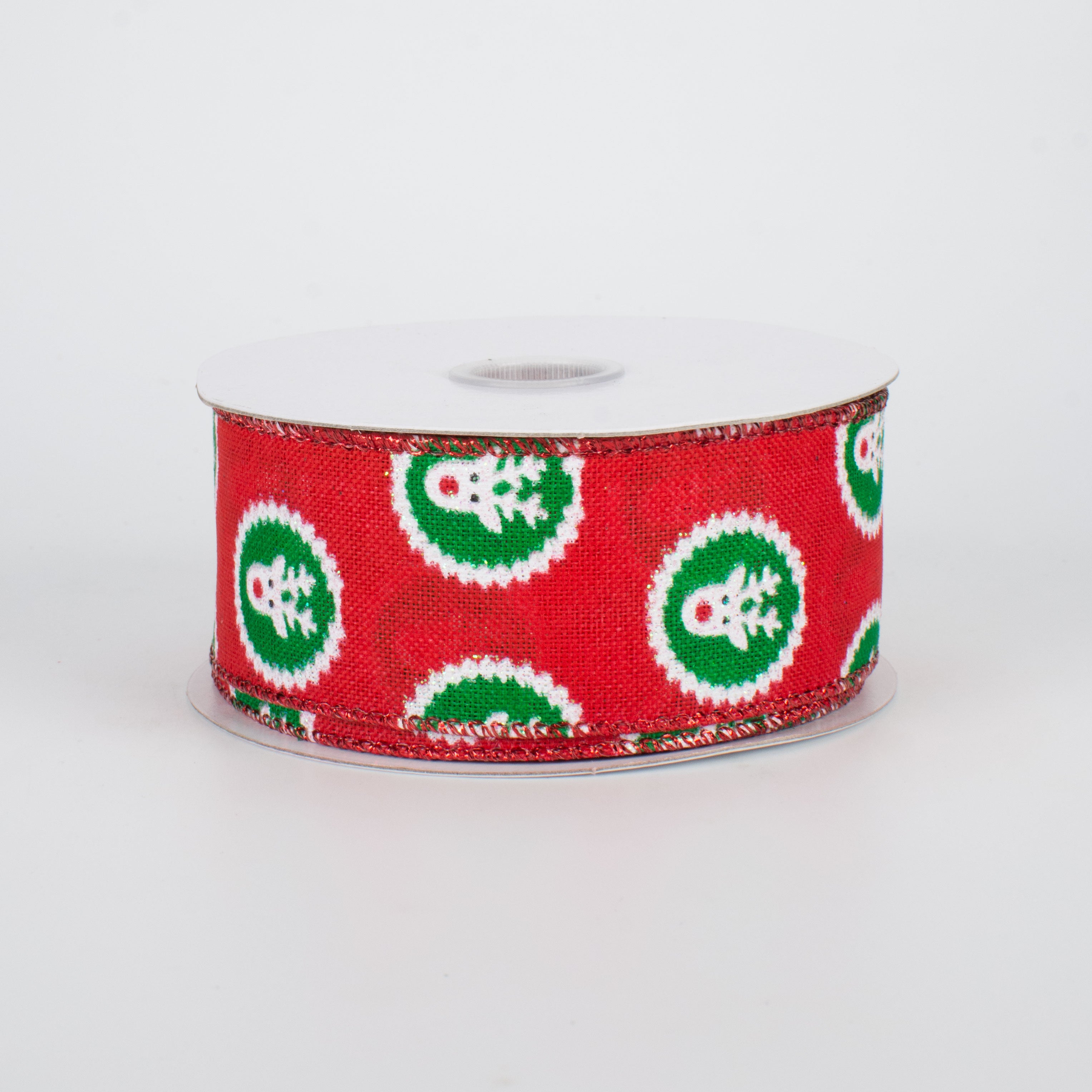 1.5 Inch Christmas Reindeer Polka Dot Ribbon - 10 Yards Bulk Roll for Gift Wrapping, Holiday Decorations, Tree Trimming and DIY Crafts