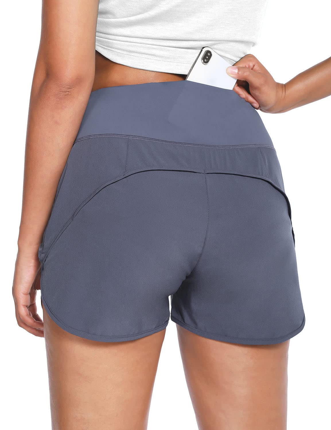 BALEAF Women's High Waisted Running Shorts with Lining - 2.5