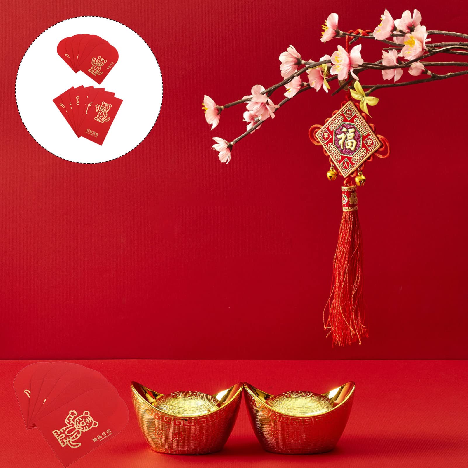 NUOBESTY 12pcs 2022 Year of The Tiger Red Envelopes - Chinese New Year Lucky Money Packets for Kids, Weddings & Celebrations | Festive Gift Bags for Chinese New Year, Birthday Gifts & Special Occasions