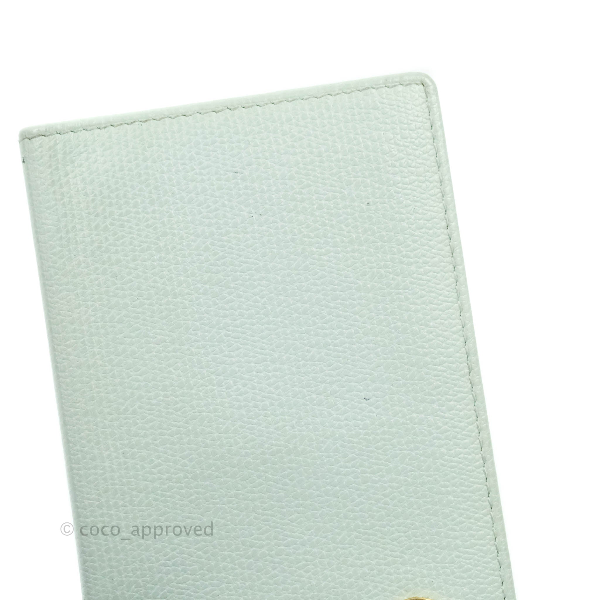Chanel Tiffany Blue Grained Leather Card Holder - Luxury Compact Wallet for Credit Cards & Cash - Perfect for Everyday Use, Travel & Gifting